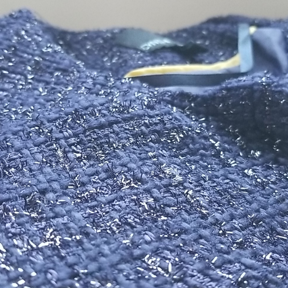 Cynthia Rowley glitter woven deep navy jacket XS